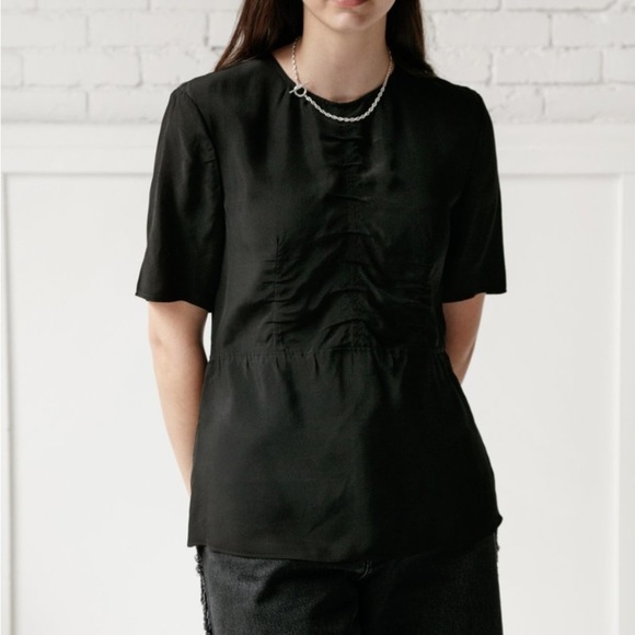 Acne Studios Tops - ACNE STUDIOS WOMENS TATY LIQUID SOL BLOUSE BLACK Shirt Top